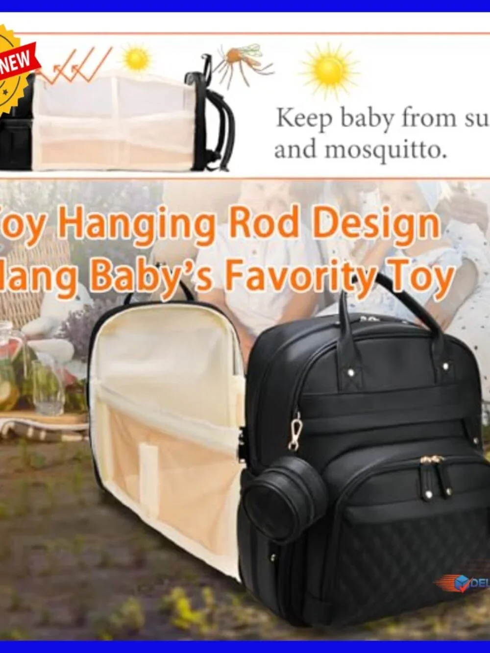 Large Waterproof Diaper Backpack with Changing Station & USB Port